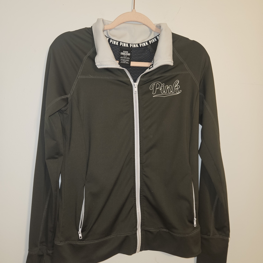 3/$20 PINK Victoria's Secret Green Zip Up Athletic Top